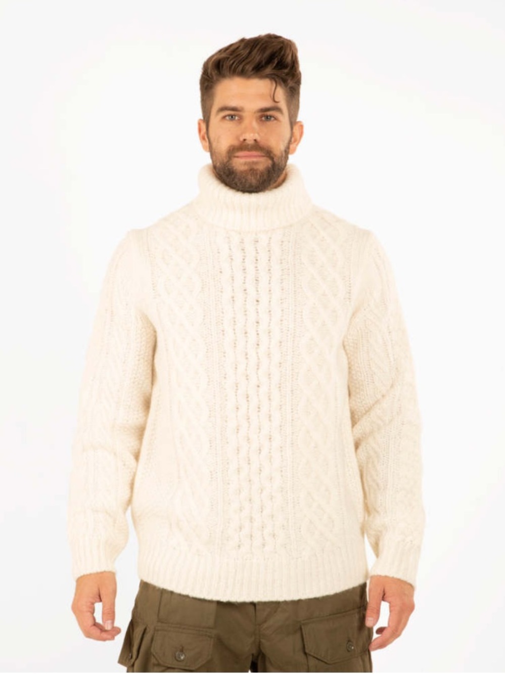 Alex Mill Sweater Fisherman Cable Knit Turtleneck in Ivory White